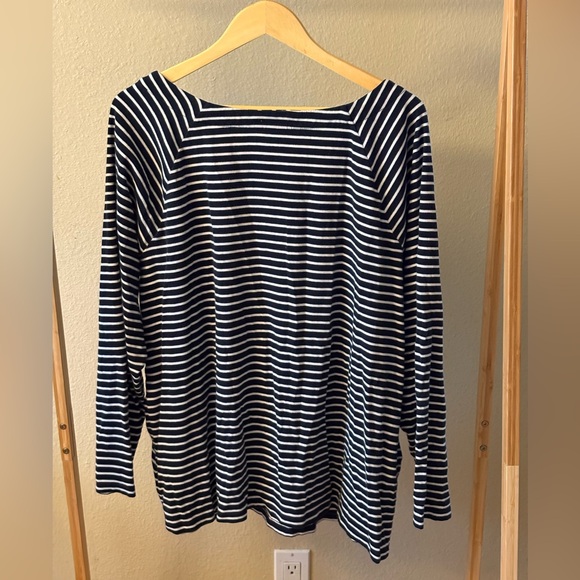 Ralph Lauren | Cotton Blend | Striped Long Sleeve Top | 3X Plus - Picture 2 of 4